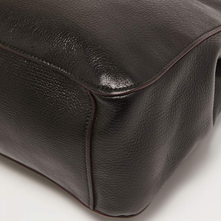 Pre Owned Miu Miu Black Madras Leather Tote
