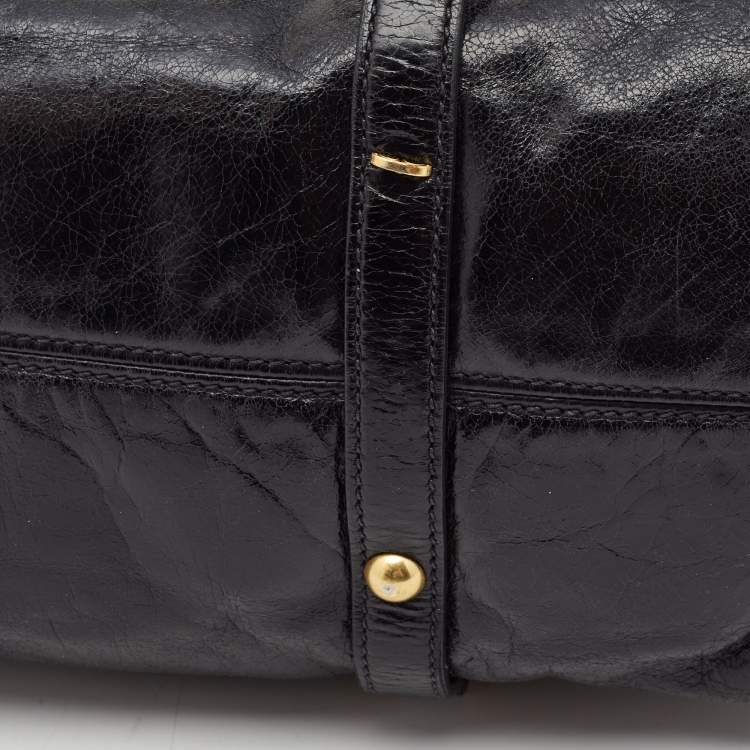 Pre Owned Miu Miu Black Leather Bow Satchel