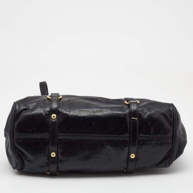 Pre Owned Miu Miu Black Leather Bow Satchel