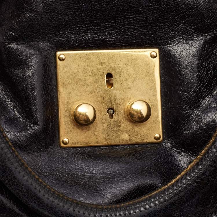 Pre Owned Miu Miu Black Leather Bow Satchel