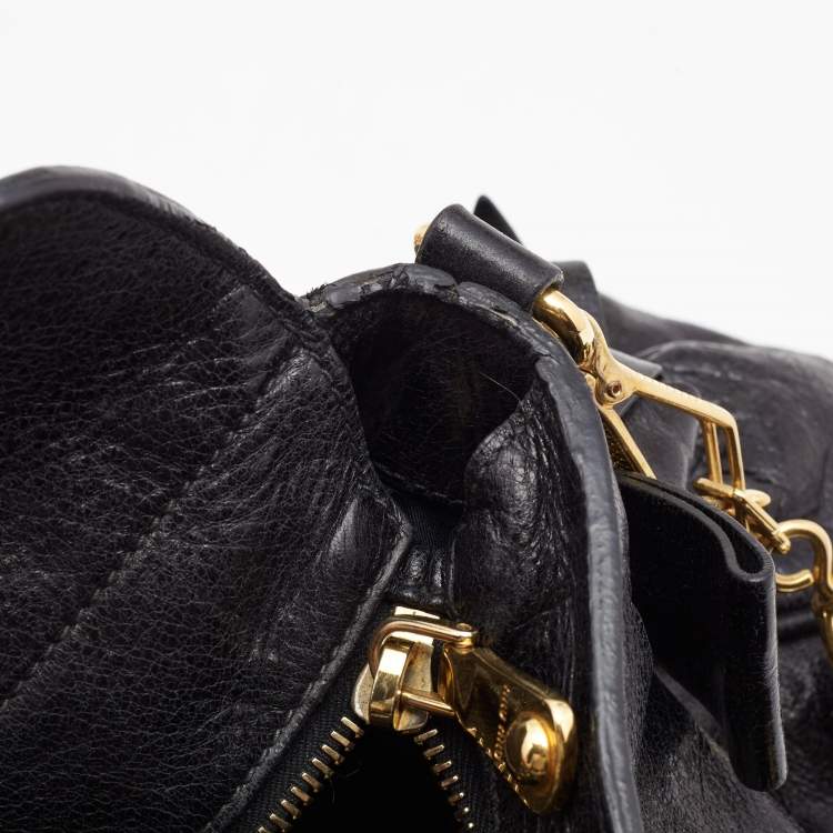 Pre Owned Miu Miu Black Leather Bow Satchel