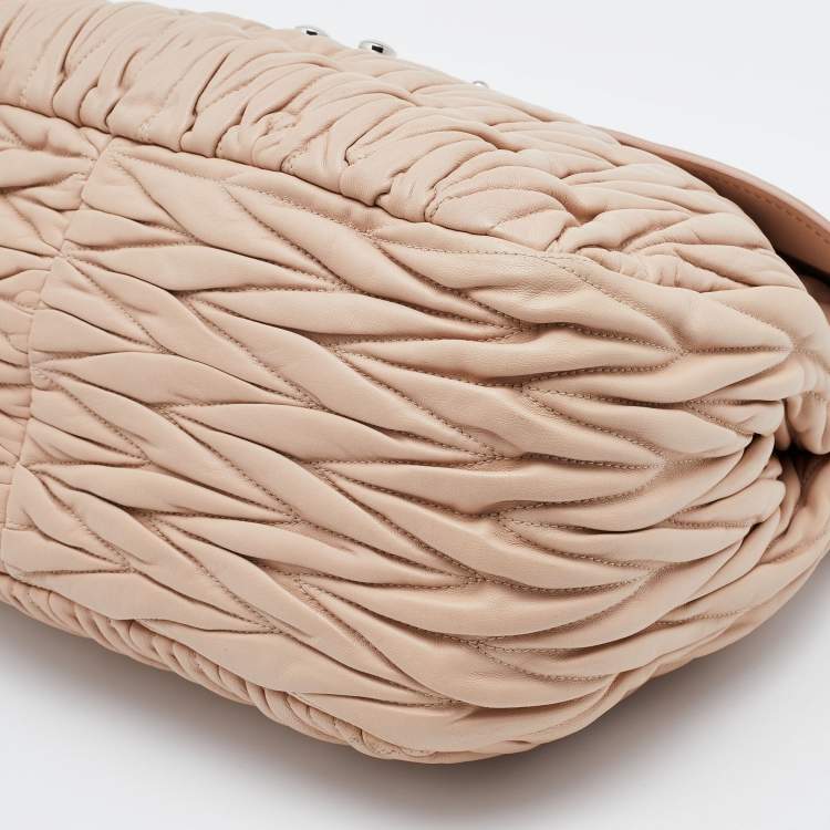 Pre Owned Miu Miu Pink Matelasse Leather Sacca 2 Hobo