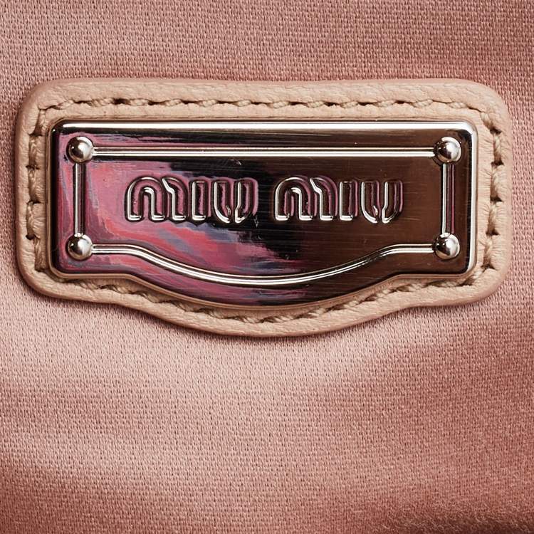 Pre Owned Miu Miu Pink Matelasse Leather Sacca 2 Hobo