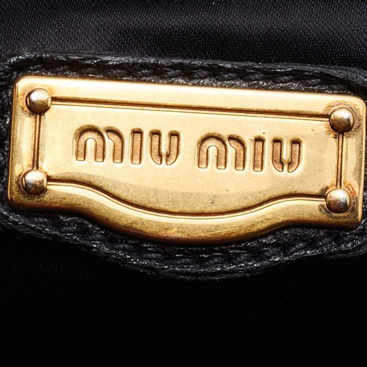 Pre Owned Miu Miu Grey/Black Napa Leather Buckle Tote 