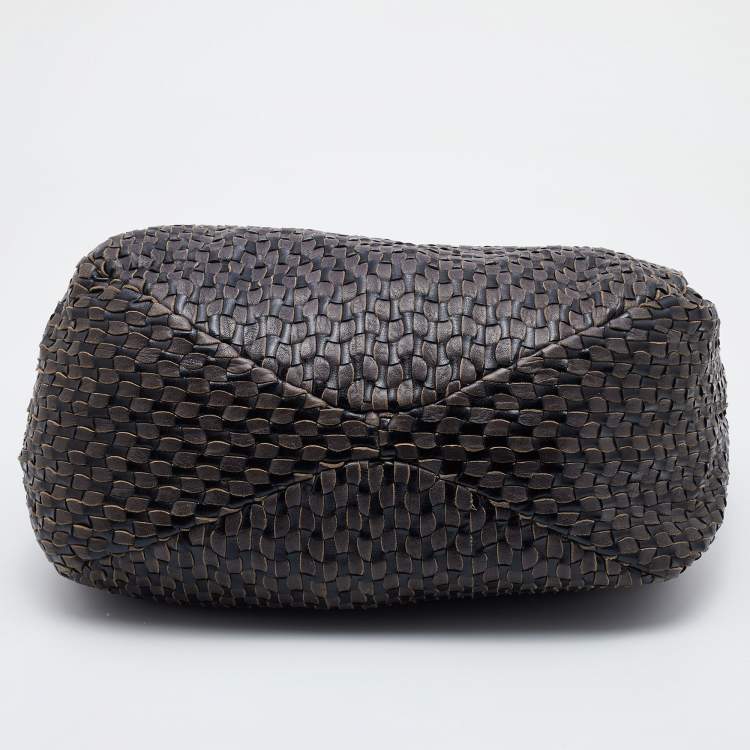 Pre Owned Miu Miu Grey/Black Napa Leather Buckle Tote 