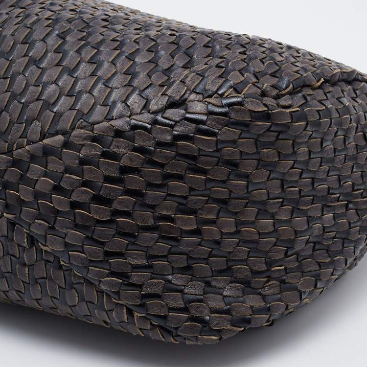 Pre Owned Miu Miu Grey/Black Napa Leather Buckle Tote 