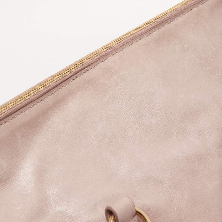 Pre Owned Miu Miu Pink Leather Bow Top Handle Bag