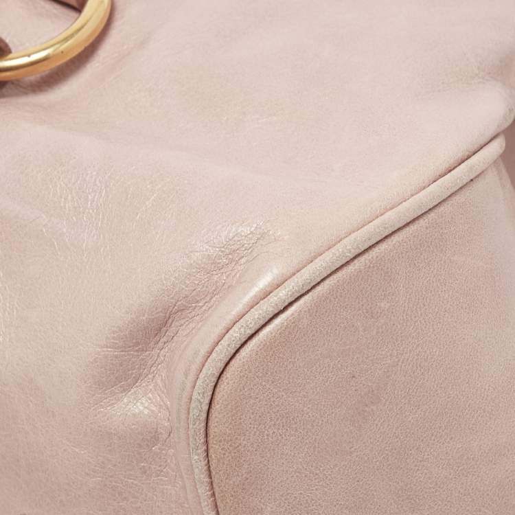 Pre Owned Miu Miu Pink Leather Bow Top Handle Bag