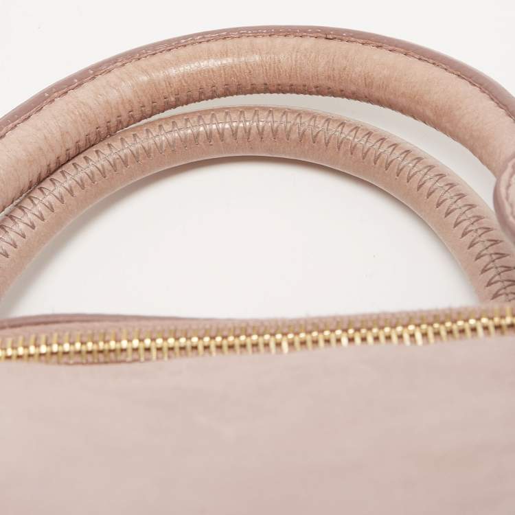 Pre Owned Miu Miu Pink Leather Bow Top Handle Bag
