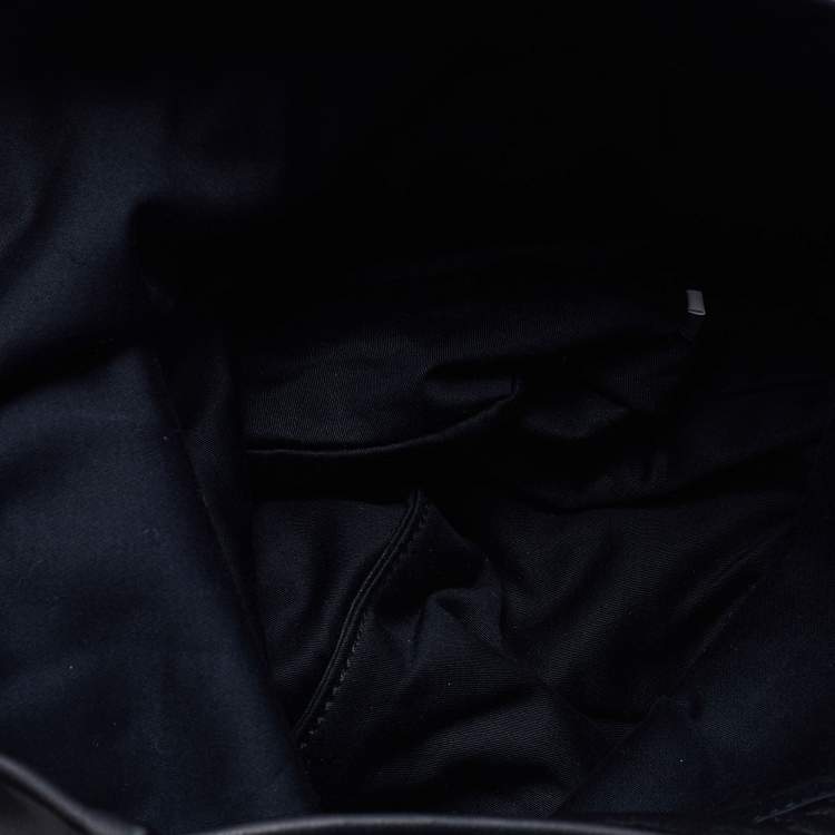 Pre Owned Miu Miu Black Leather Crystal Flap Shoulder Bag