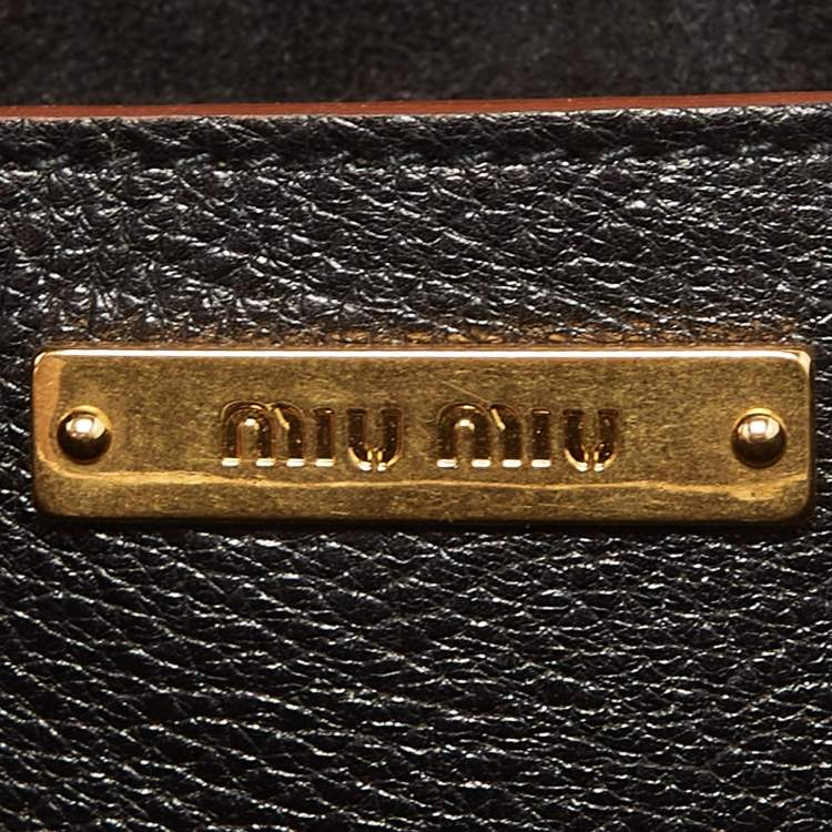 Pre Owned Miu Miu Black Leather Crystal Embellished Dahlia Crossbody Bag