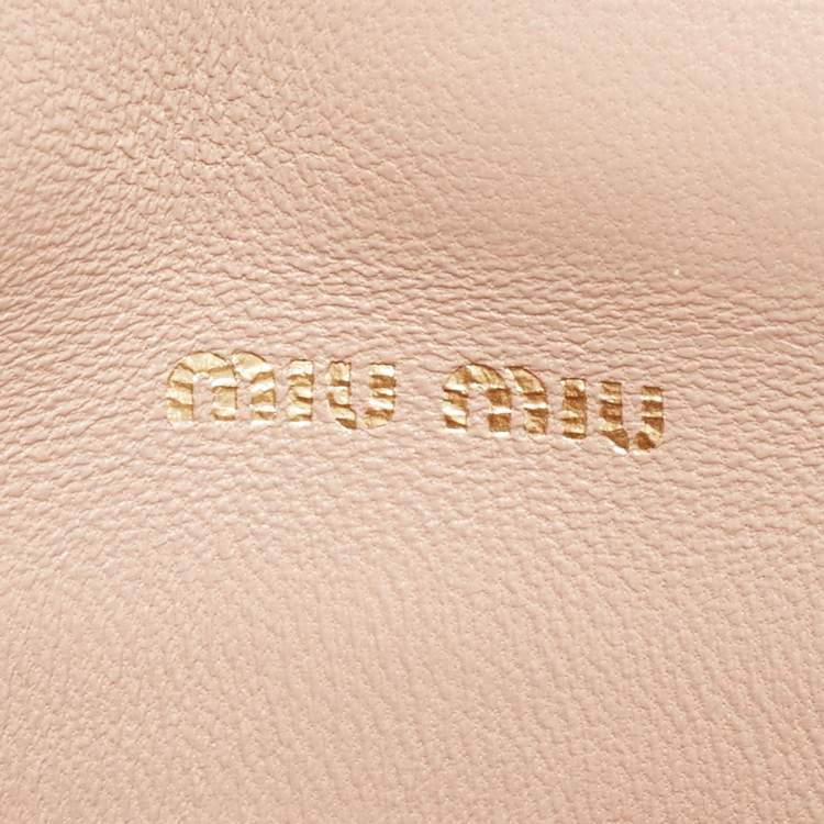 Pre Owned Miu Miu Beige Matelassé Leather Turnlock Flap Shoulder Bag