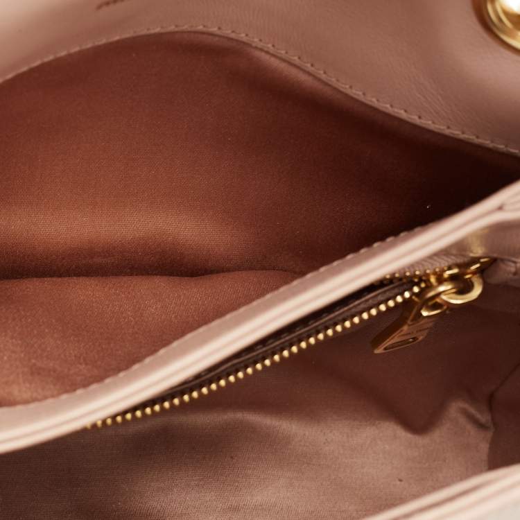 Pre Owned Miu Miu Beige Matelassé Leather Turnlock Flap Shoulder Bag