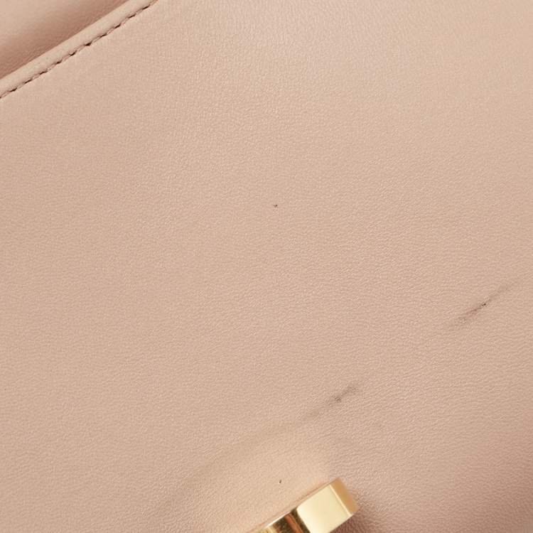 Pre Owned Miu Miu Beige Matelassé Leather Turnlock Flap Shoulder Bag