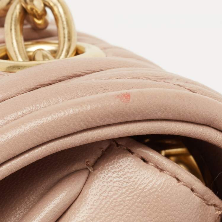 Pre Owned Miu Miu Beige Matelassé Leather Turnlock Flap Shoulder Bag