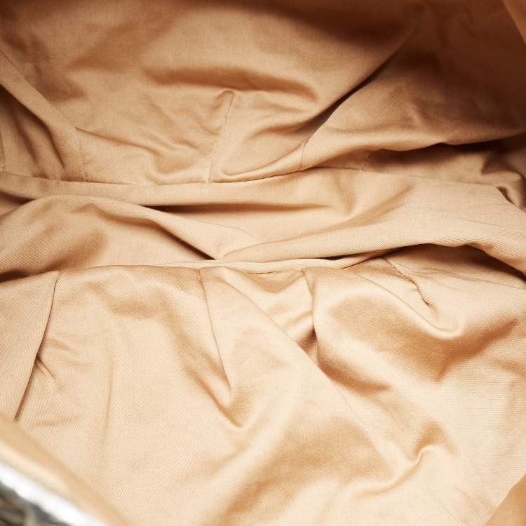 Pre Owned Miu Miu Silver/Gold Patchwork Leather Harlequin Tote