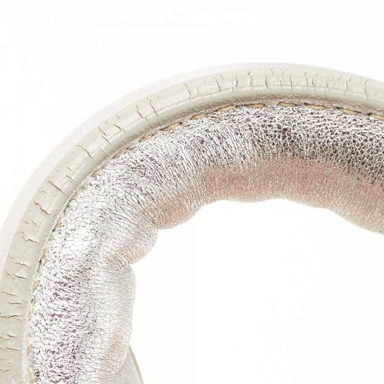 Pre Owned Miu Miu Silver/Gold Patchwork Leather Harlequin Tote