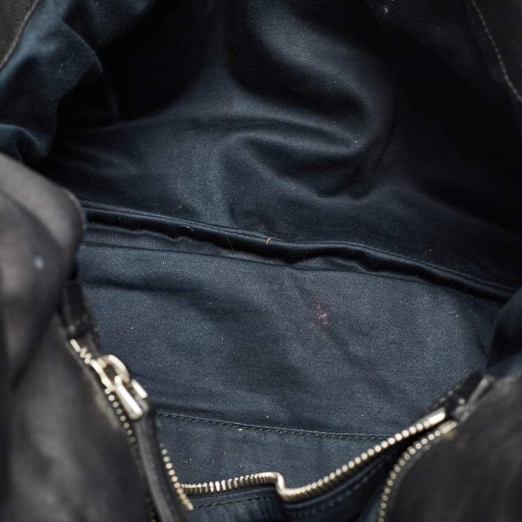 Pre Owned Miu Miu Black Matelassé Leather Crystal Flap Shoulder Bag