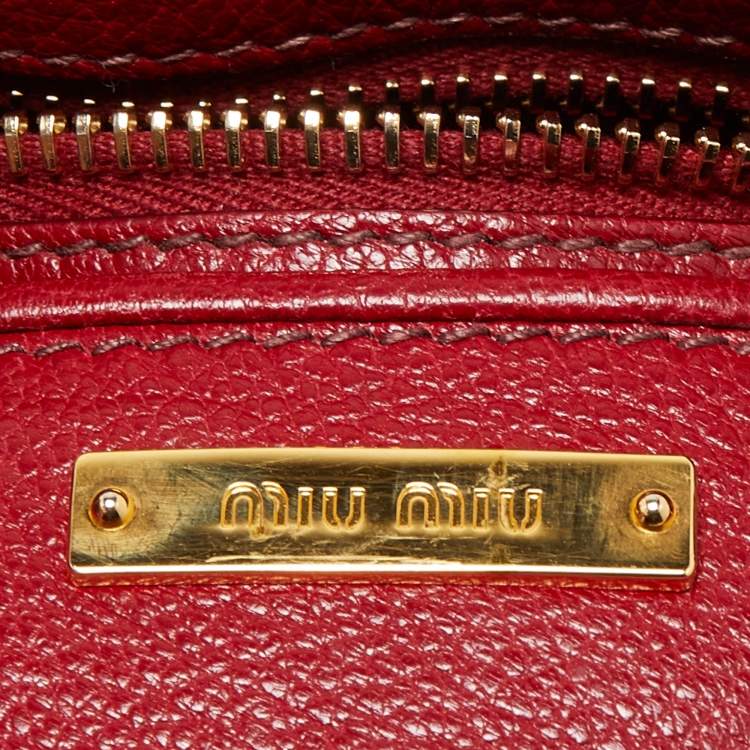 Pre Owned Miu Miu Orange/Red Madras Leather Pushlock Flap Chain Shoulder Bag