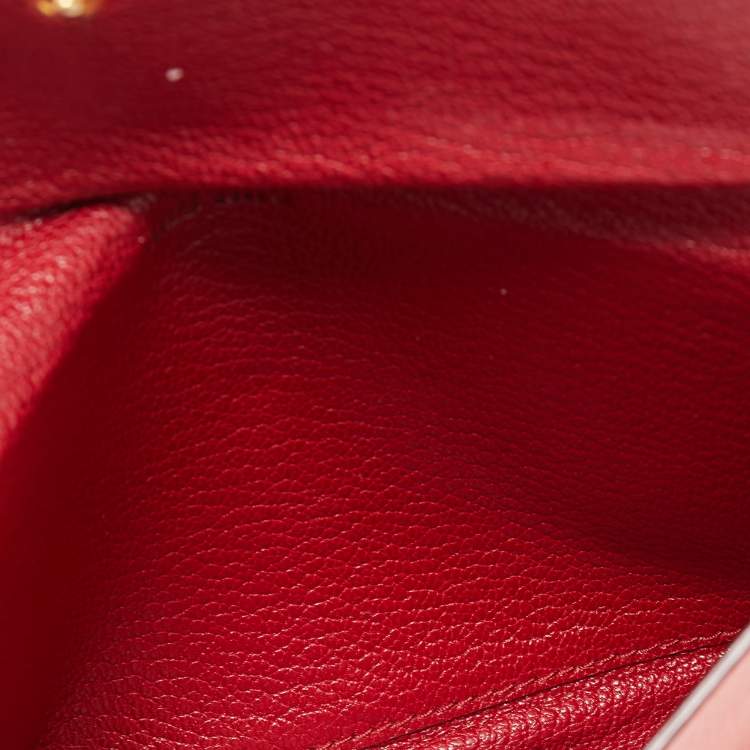 Pre Owned Miu Miu Orange/Red Madras Leather Flap Slim Pouch
