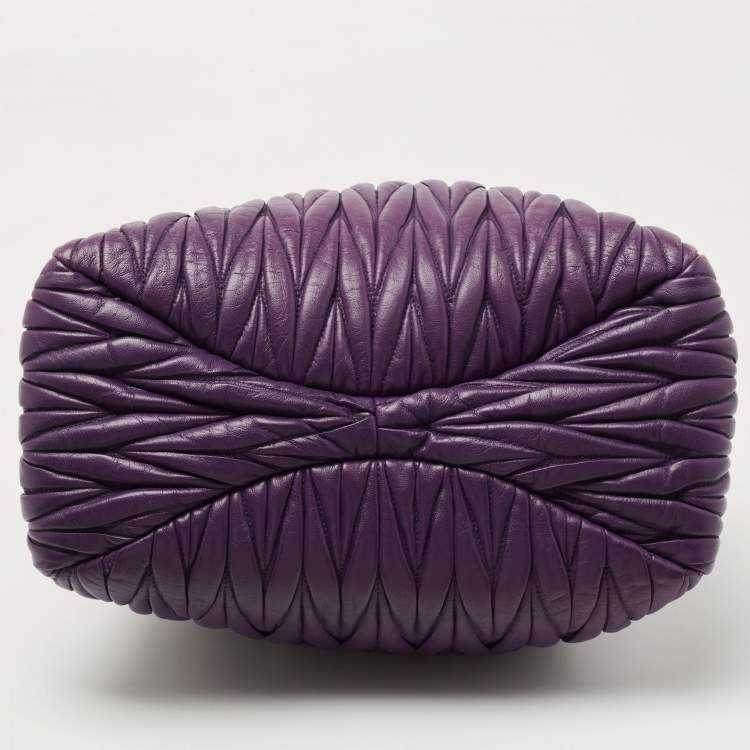 Pre Owned Miu Miu Purple Matelassé Leather Tote