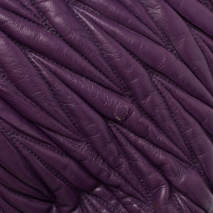 Pre Owned Miu Miu Purple Matelassé Leather Tote