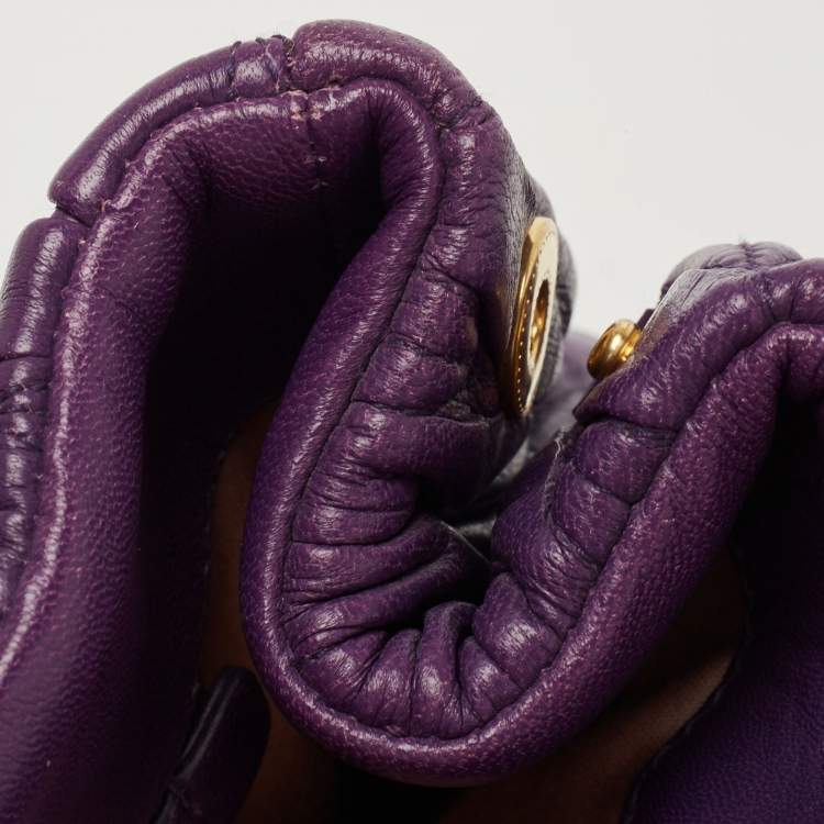 Pre Owned Miu Miu Purple Matelassé Leather Tote