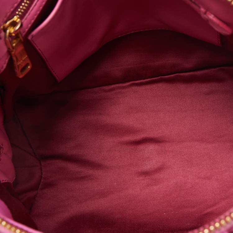 Pre Owned Miu Miu Fuchsia Matelasse Leather Zip Satchel
