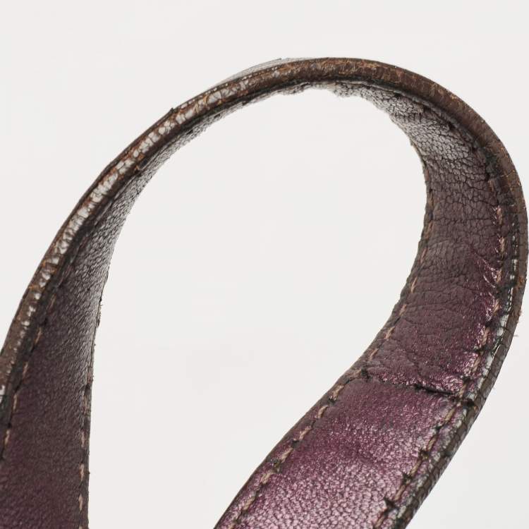 Pre Owned Miu Miu Metallic Purple Matelasse Lux Leather Coffer Hobo