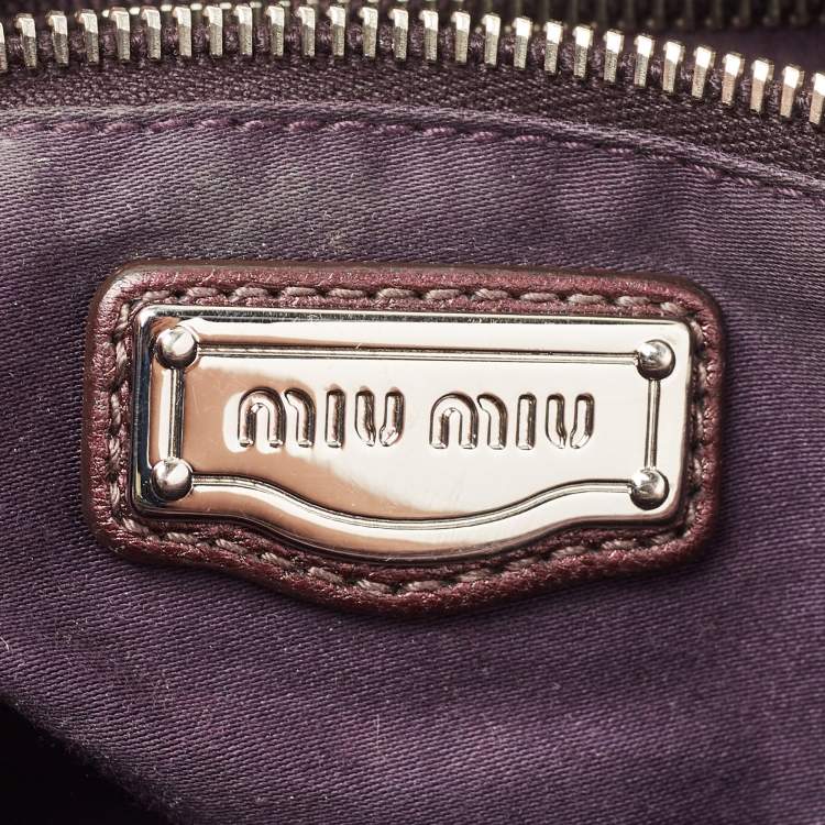 Pre Owned Miu Miu Metallic Purple Matelasse Lux Leather Coffer Hobo
