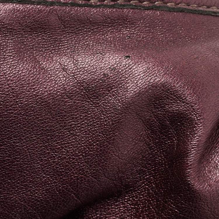 Pre Owned Miu Miu Metallic Purple Matelasse Lux Leather Coffer Hobo