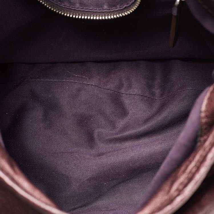 Pre Owned Miu Miu Metallic Purple Matelasse Lux Leather Coffer Hobo