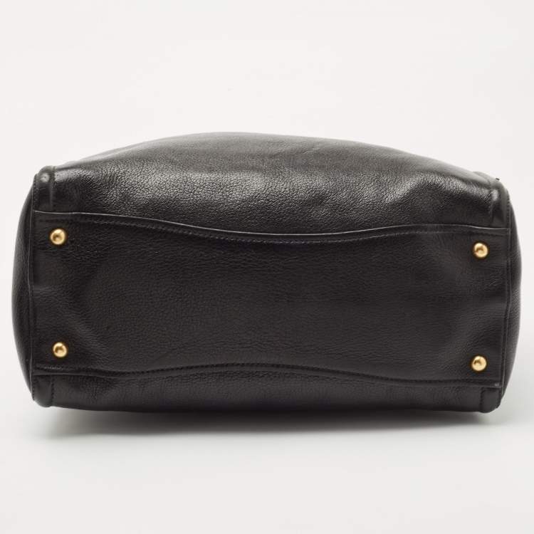 Pre Owned Miu Miu Black Madras Leather Zip Tote