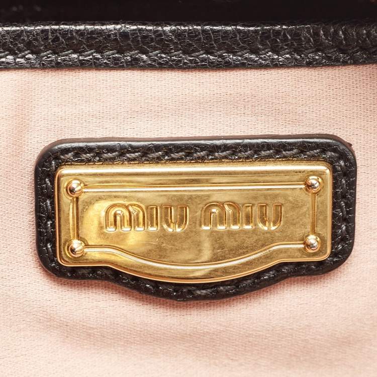 Pre Owned Miu Miu Black Madras Leather Zip Tote