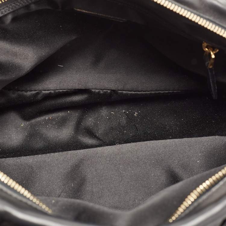 Pre Owned Miu Miu Black Matelassé Leather Bauletto Bowler Bag