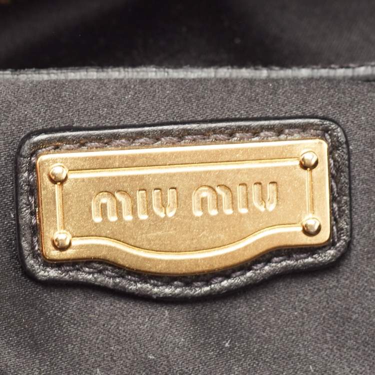 Pre Owned Miu Miu Black Matelassé Leather Bauletto Bowler Bag