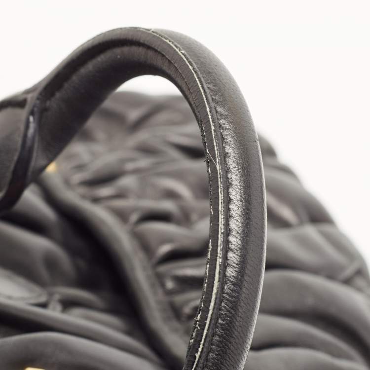 Pre Owned Miu Miu Black Matelassé Leather Bauletto Bowler Bag