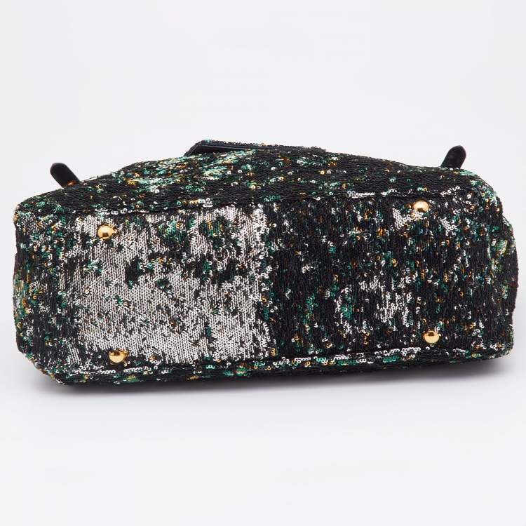 Pre Owned Miu Miu Multicolor Paillette Sequins Turnlock Top Handle Bag