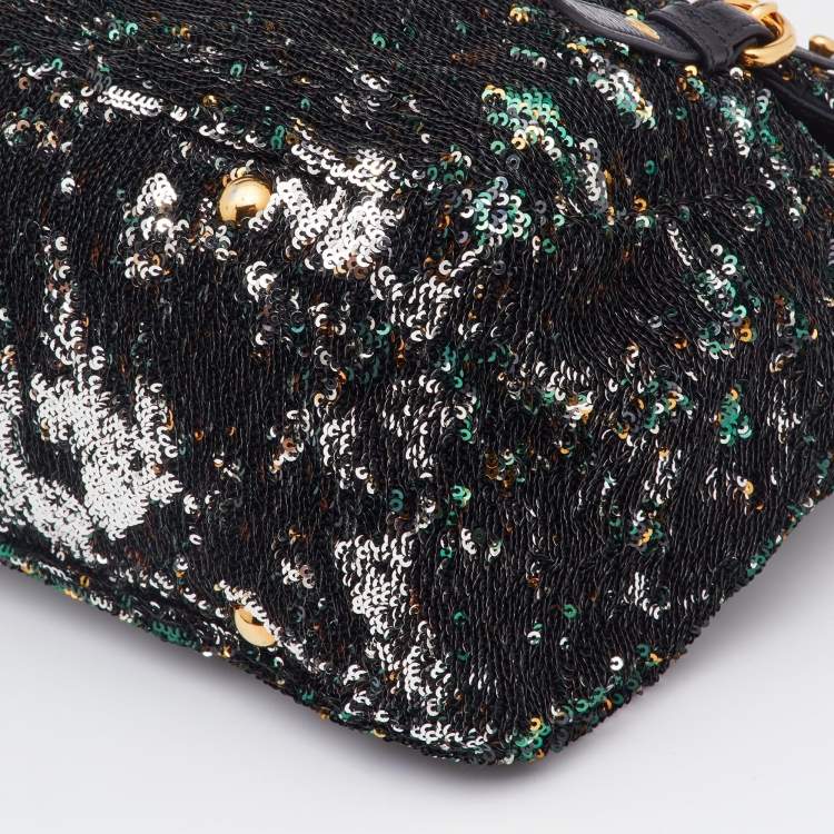 Pre Owned Miu Miu Multicolor Paillette Sequins Turnlock Top Handle Bag