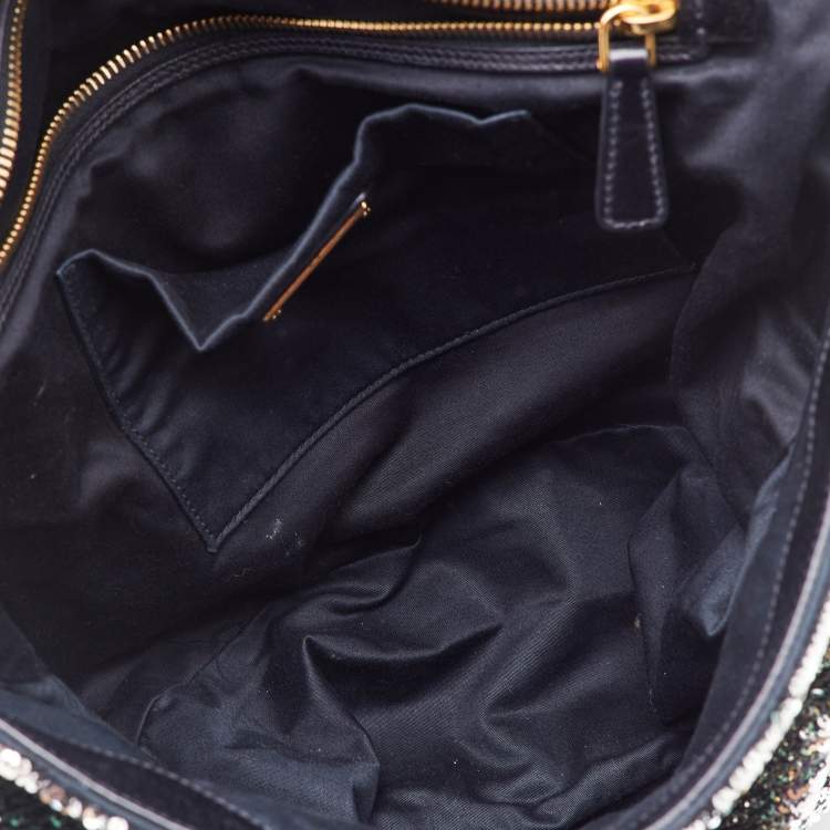 Pre Owned Miu Miu Multicolor Paillette Sequins Turnlock Top Handle Bag
