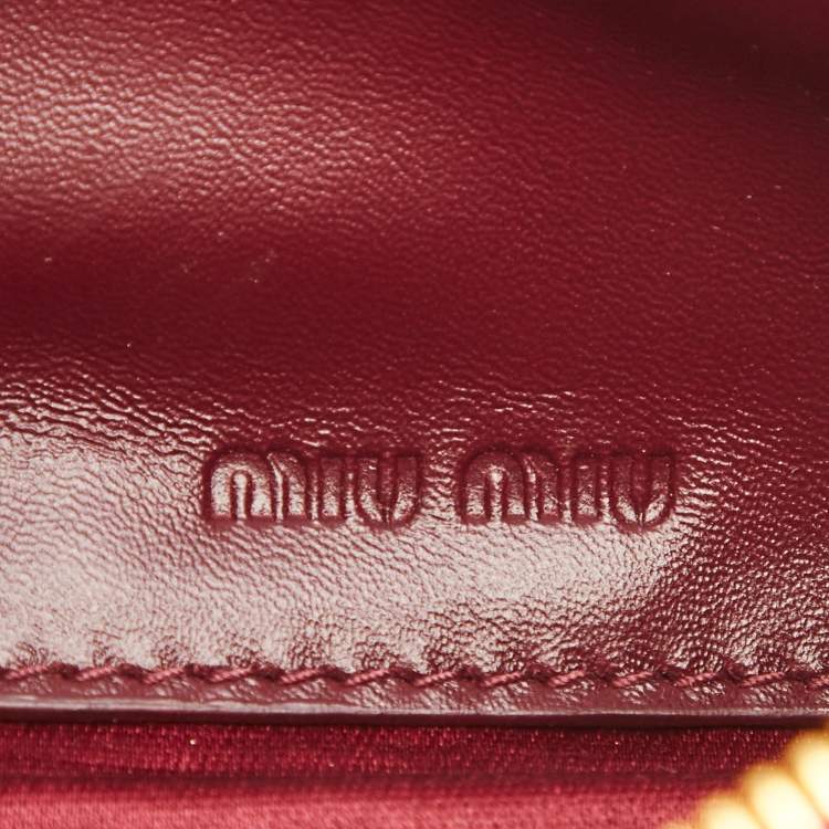 Pre Owned Miu Miu Pink Matelassé Leather Zip Pouch