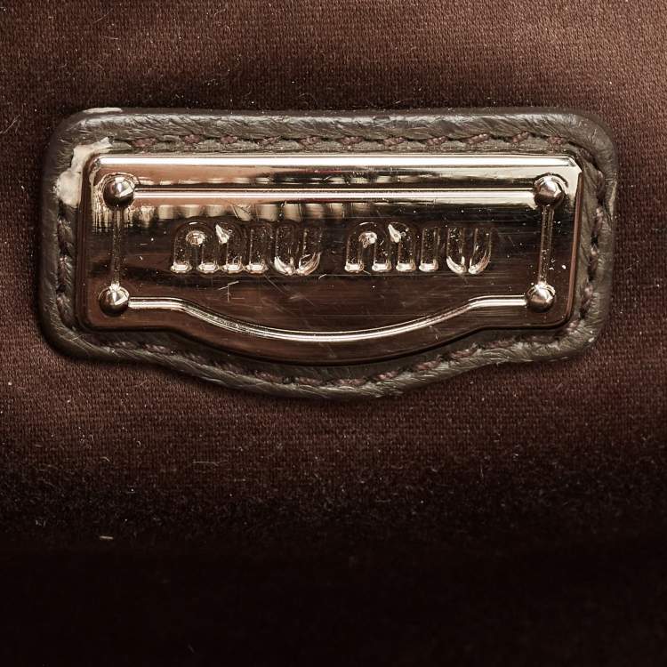Pre Owned Miu Miu Grey Cloque Leather Chain Satchel
