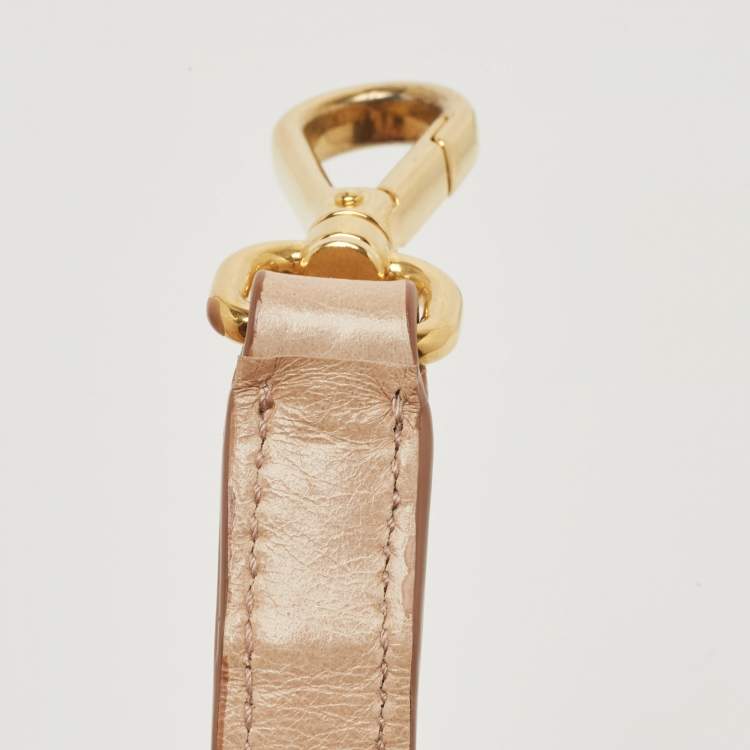 Pre Owned Miu Miu Beige Crinkled Glossy Leather Middle Zip Tote