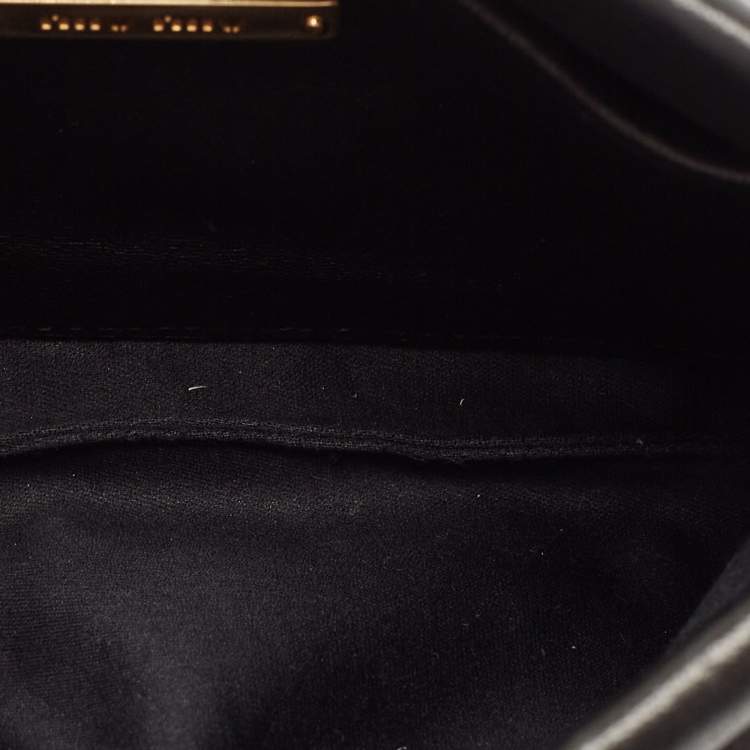 Pre Owned Miu Miu Black Matelasse Leather Frame Chain Crossbody Bag 