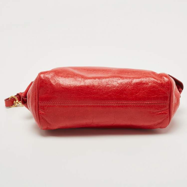 Pre Owned Miu Miu Red Vitello Lux Leather Bow Pochette Bag