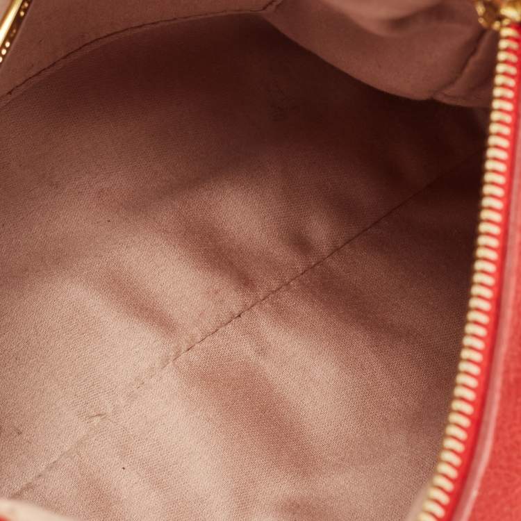 Pre Owned Miu Miu Red Vitello Lux Leather Bow Pochette Bag