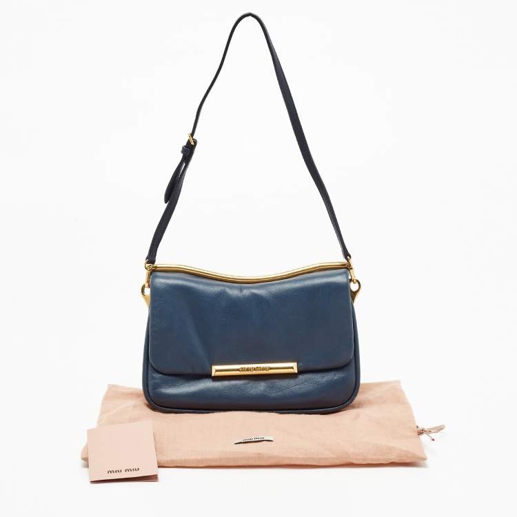 مملوكة مسبقًا Miu Miu Blue Leather Frame Chin Shoulder Bag