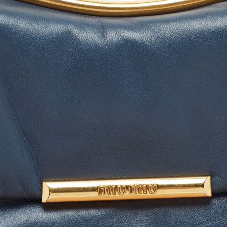 مملوكة مسبقًا Miu Miu Blue Leather Frame Chin Shoulder Bag