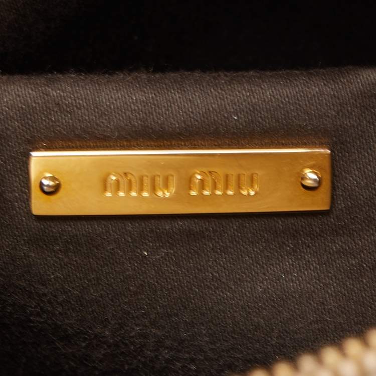 Pre Owned Miu Miu Light Green Vitello Lux Leather Small Bow Satchel
