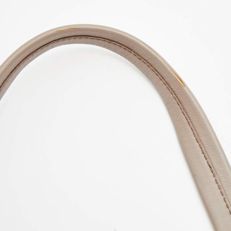 Pre Owned Miu Miu Grey Vitello Soft Leather Shopper Tote